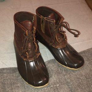 Sperry Saltwater Duckboot in Tan/Dark Brown Size 8